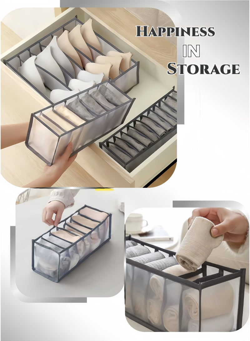 5 Pieces Grey Foldable Mesh Storage Organizer ,Underwear and Bras Drawer Organizers,Clothing Storage  Box  ,No-Smell ,Breathable, Underwear Sock Drawer Dividers, for Underwear, Bras, Shirts, Jeans & Towels , Home & Travel Organization for Closet, Wardrobe & Ramadan Decluttering - Image 3